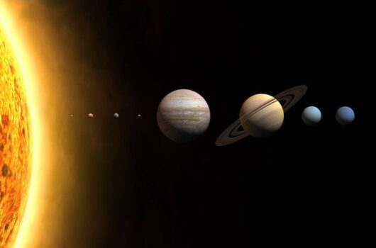 Artistic representation of the solar system