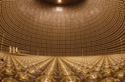 A vast array of lightbulbs inside a neutrino detector